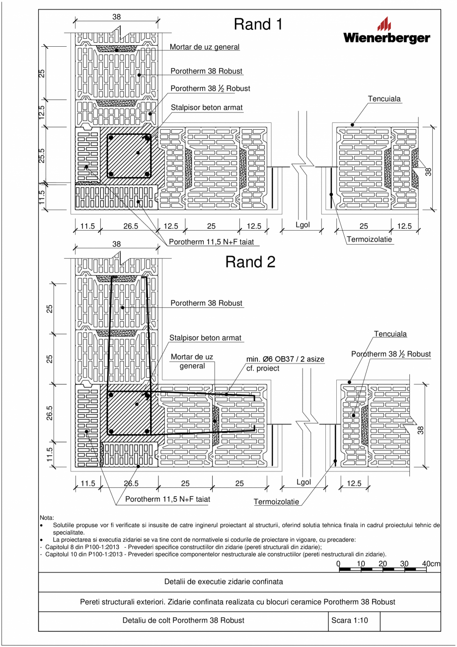 Pagina 2 - CAD-PDF Detalii tehnice bloc ceramic POROTHERM Detaliu de montaj 38 Robust 