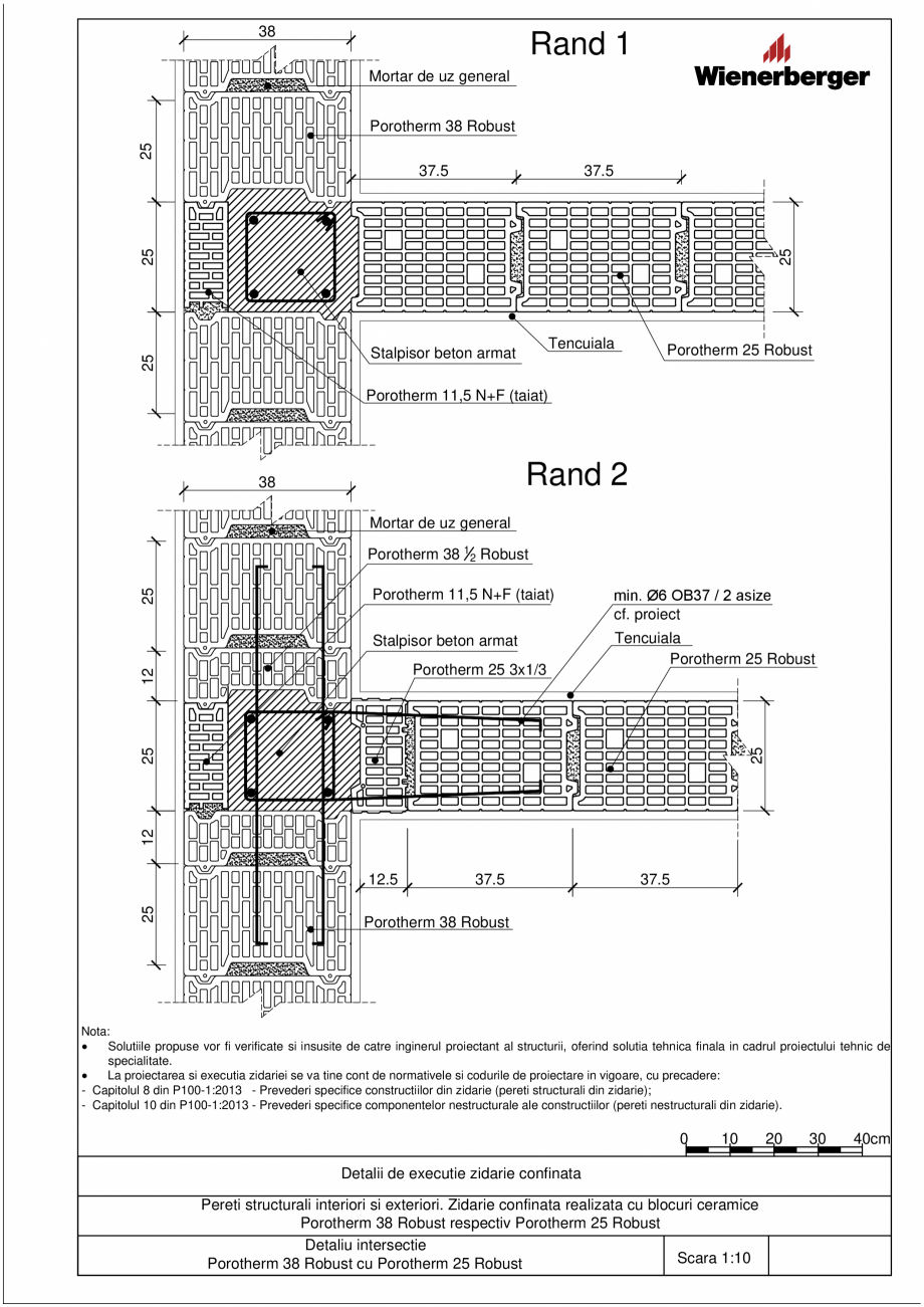 Pagina 3 - CAD-PDF Detalii tehnice bloc ceramic POROTHERM Detaliu de montaj 38 Robust 