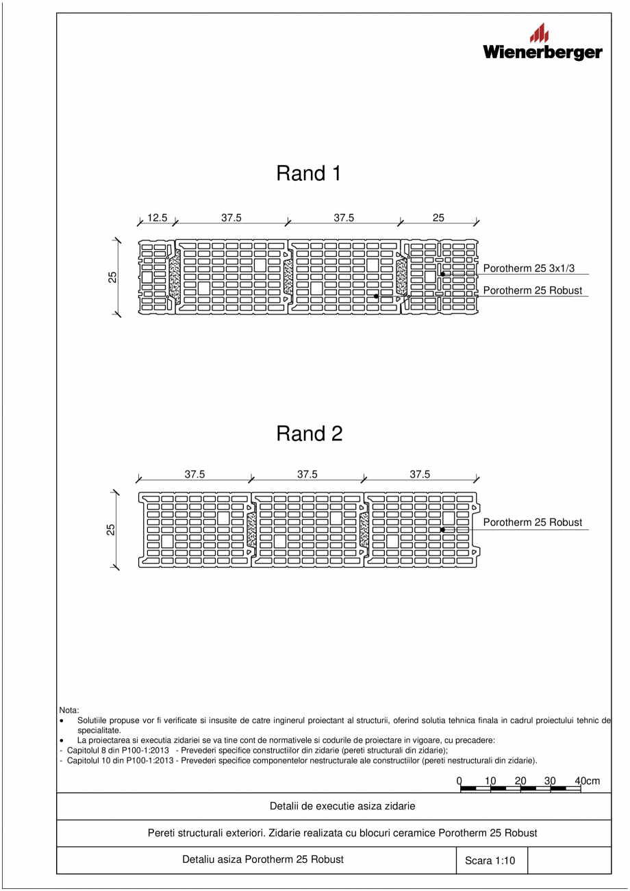 Pagina 1 - CAD-PDF Detalii tehnice bloc ceramic POROTHERM Detaliu de montaj 25 Robust 