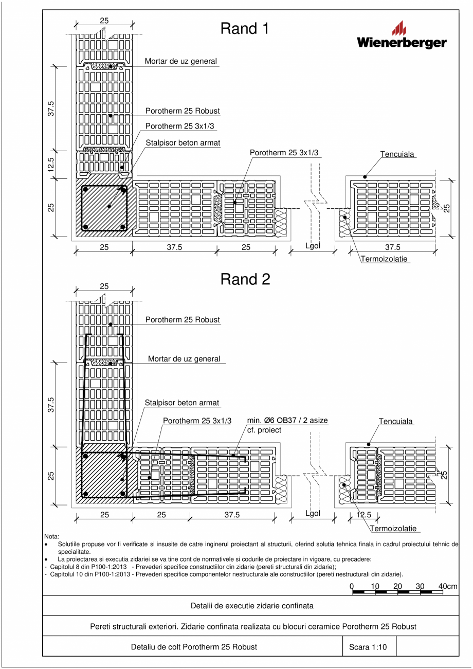 Pagina 2 - CAD-PDF Detalii tehnice bloc ceramic POROTHERM Detaliu de montaj 25 Robust 