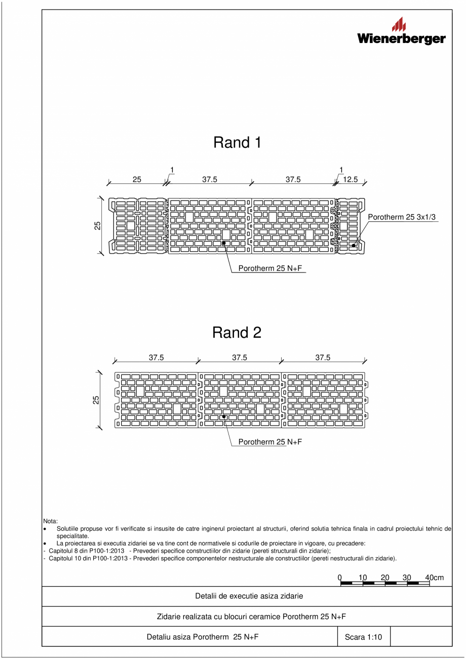 Pagina 1-CAD-PDF Detalii tehnice bloc ceramic POROTHERM Detaliu de montaj 25 N+F 