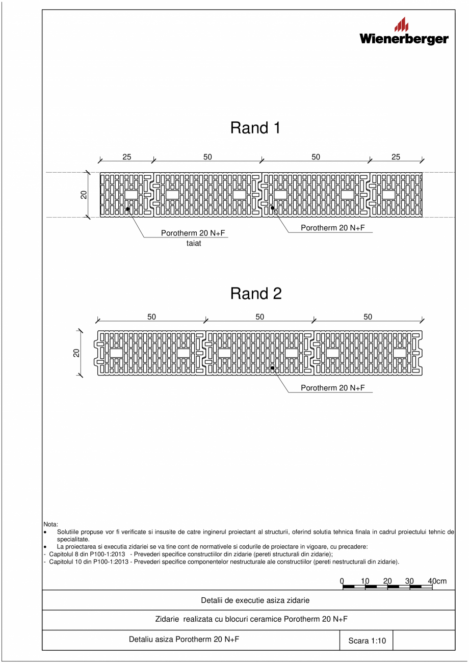 Pagina 1-CAD-PDF Detalii tehnice bloc ceramic POROTHERM Detaliu de montaj 20 N+F 