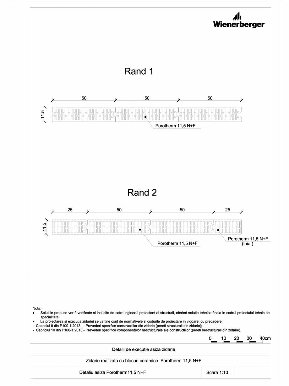 Pagina 1-CAD-DWG Detalii tehnice bloc ceramic POROTHERM Detaliu de montaj 11.5 N+F 