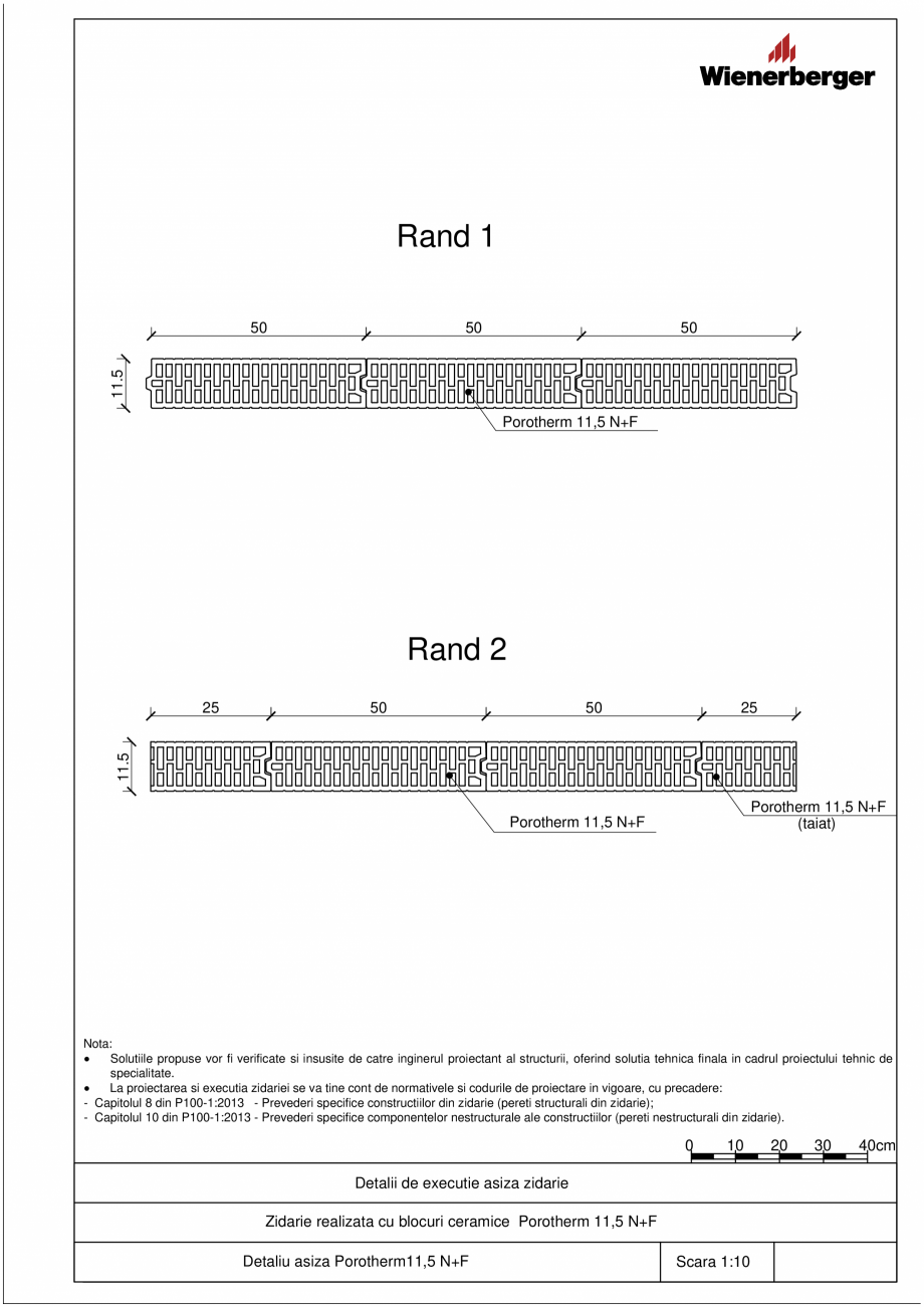 Pagina 1 - CAD-PDF Detalii tehnice bloc ceramic POROTHERM Detaliu de montaj 11.5 N+F 