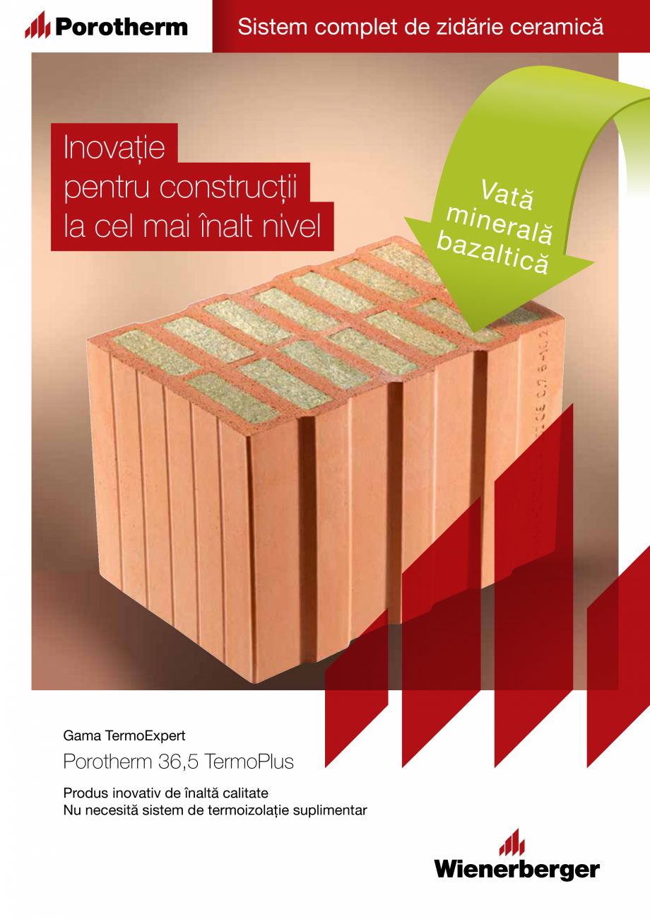 Pagina 1-Bloc ceramic POROTHERM 36.5 TermoPlus Catalog, brosura Romana Sistem complet de zidărie ceramică

...