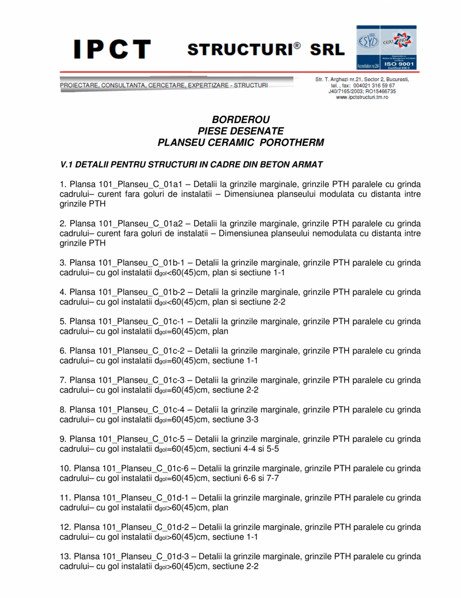 Pagina 1-CAD-PDF Borderou piese desenate - plansee ceramice si buiandrugi POROTHERM Detaliu de produs 60, 45 