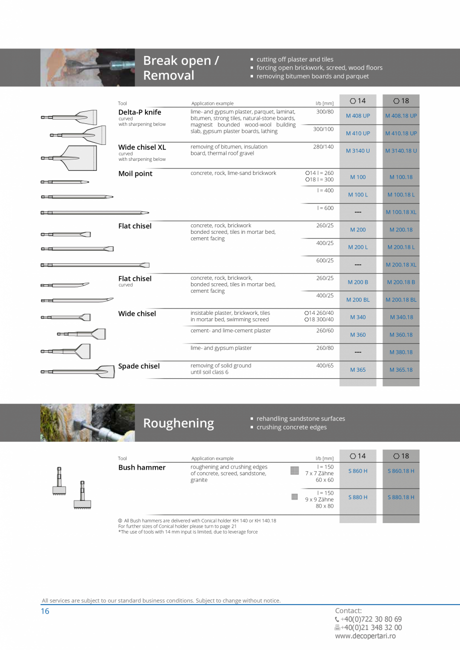 Pagina 16-Catalog produse VOGT 2015 VOGT Catalog, brosura Engleza ood for dry cleaning of armoured concrete...