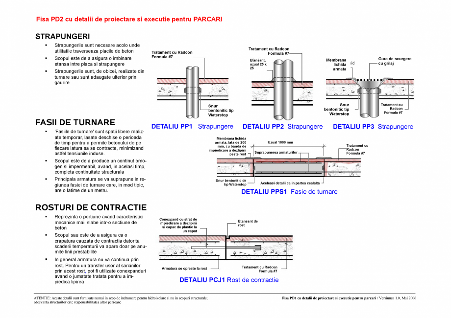 Pagina 2-CAD-PDF Fisa PD1 /PD2 cu detalii de proiectare si executie pentru parcari UNICO PROFIT Detaliu de...