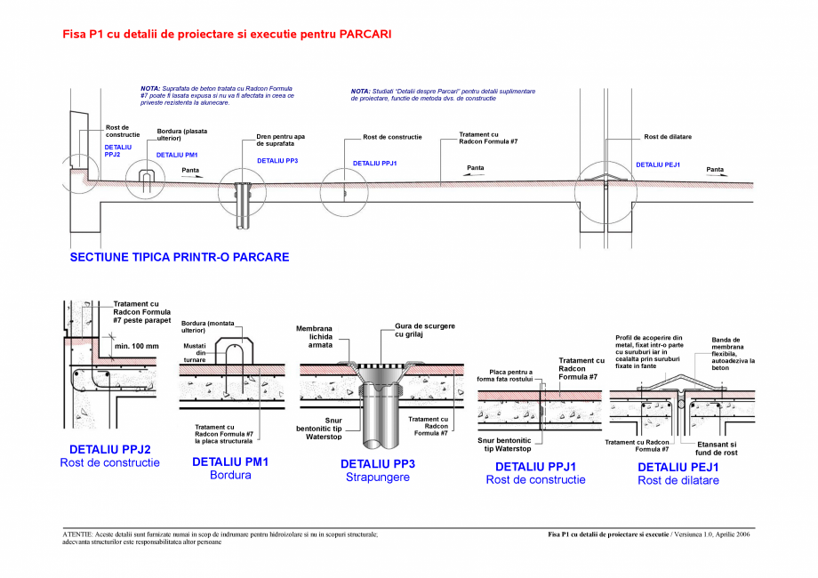 Pagina 1-CAD-PDF Fisa P1 cu detalii de proiectare si executie pentru parcari UNICO PROFIT Detaliu de montaj...