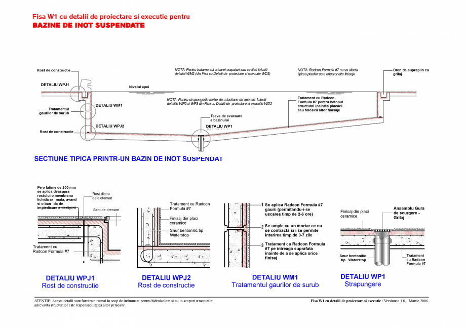 Pagina 1 - CAD-PDF Fisa W1 cu detalii de proiectare si executie pentru bazine de inot suspendate...