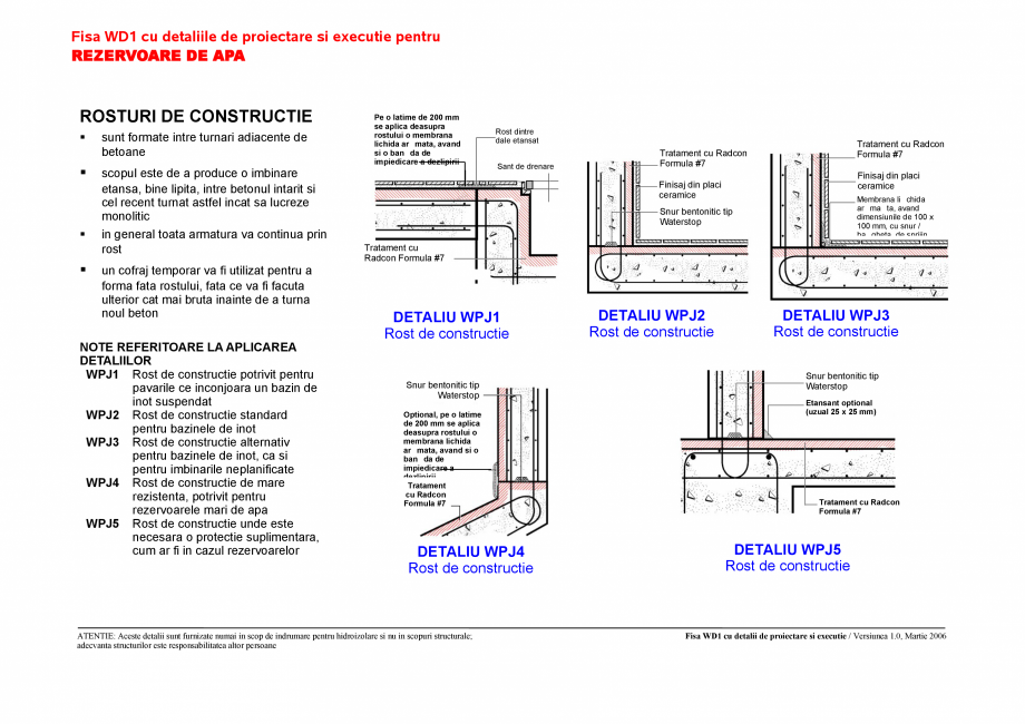 Pagina 1-CAD-PDF Fisa WD1 cu detaliile de proiectare si executie pentru rezervoare de apa UNICO PROFIT...