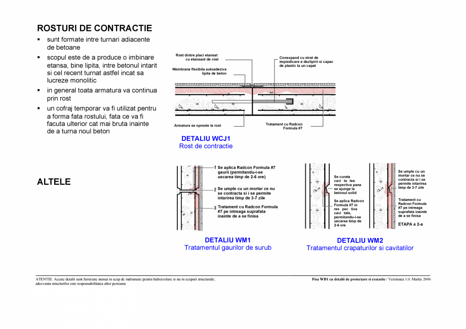 Pagina 3-CAD-PDF Fisa WD1 cu detaliile de proiectare si executie pentru rezervoare de apa UNICO PROFIT...