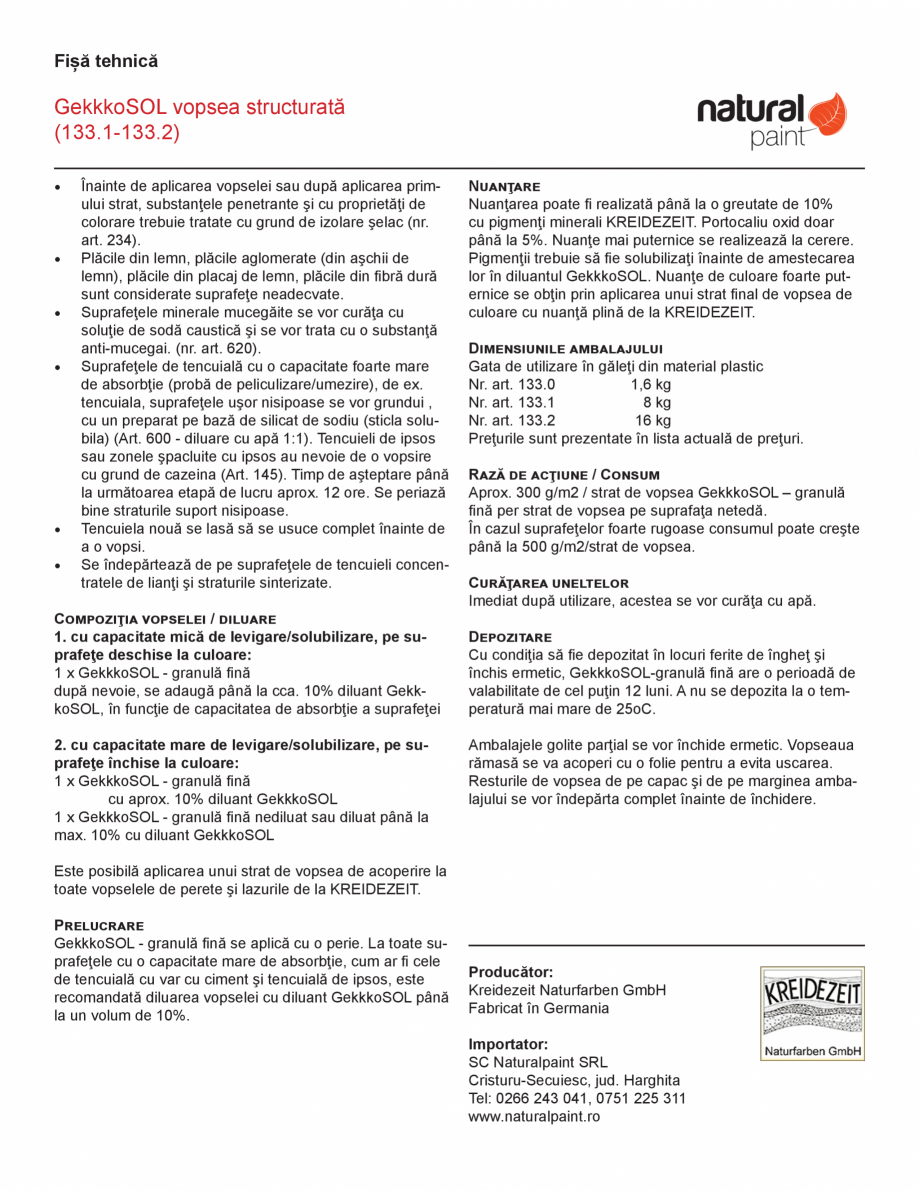 Pagina 2-Vopsea speciala pentru spatii interioare KREIDEZEIT GekkkoSOL Fisa tehnica Romana  picioarele...