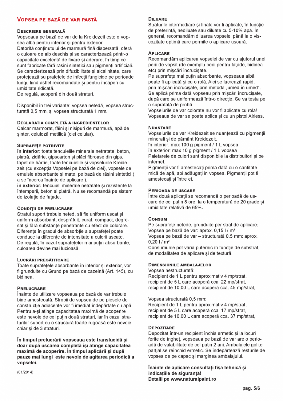 Pagina 5-Paletar de culori pentru vopsele si tencuieli KREIDEZEIT Var, GekkkoSOL, Vega Catalog, brosura...