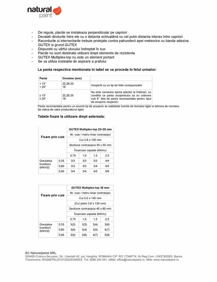 Pagina 3-Placa izolanta pentru realizarea asterelii GUTEX Multiplex-top Fisa tehnica Romana e)
- Drept...