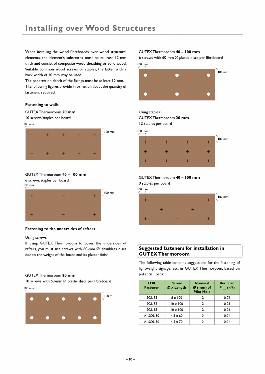 Pagina 10-Placa izolatoare monostrat din fibre lemnoase GUTEX Thermoroom Catalog, brosura Engleza he
GUTEX...