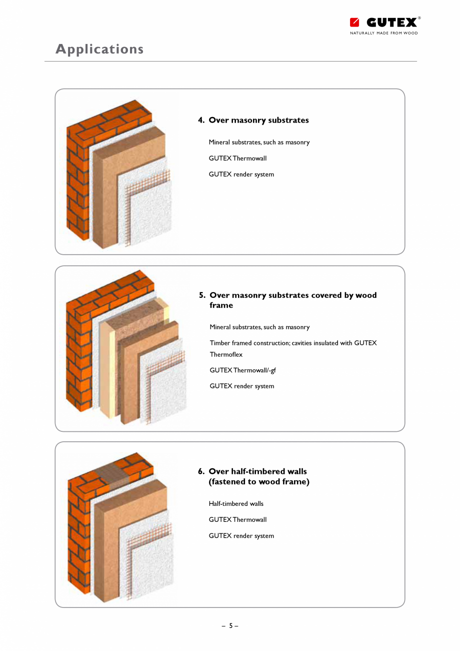 Pagina 4-Placa din fibre lemnoase suport pentru tencuieli GUTEX Thermowall Catalog, brosura Engleza his...