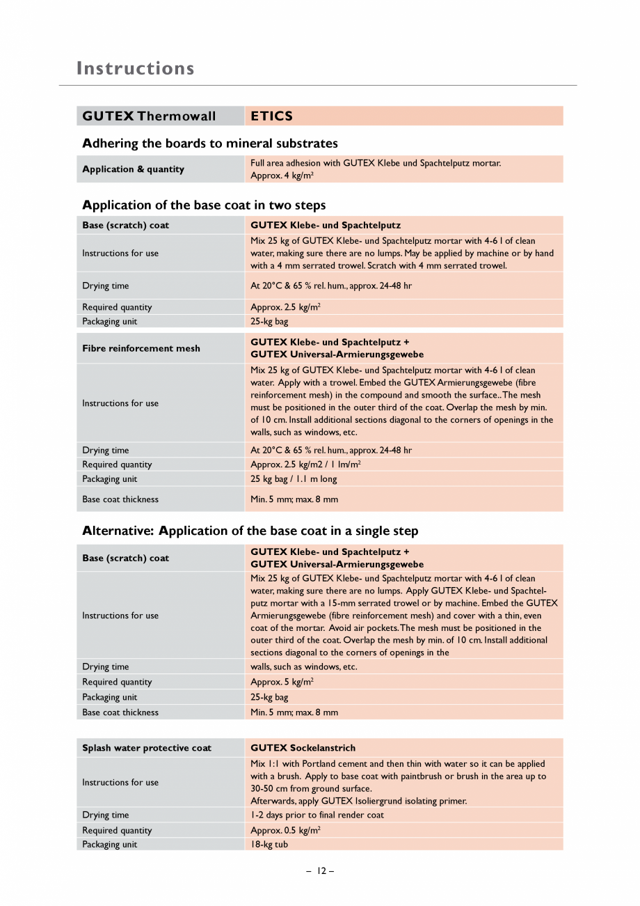 Pagina 12-Placa din fibre lemnoase suport pentru tencuieli GUTEX Thermowall Catalog, brosura Engleza ogen is...
