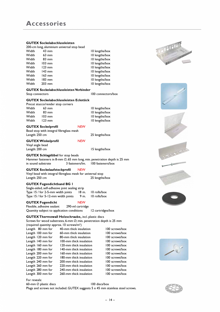Pagina 14-Placa din fibre lemnoase suport pentru tencuieli GUTEX Thermowall Catalog, brosura Engleza 0 cm
...