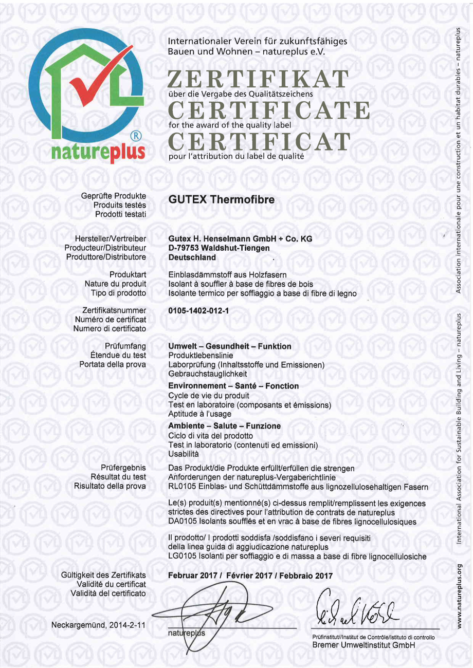 Pagina 1-Certificat de calitate natureplus GUTEX Thermofibre Certificare produs Germana lnternationa Vereinf ...