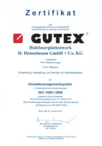 Certificat Gutex ISO 14001:2009 GUTEX