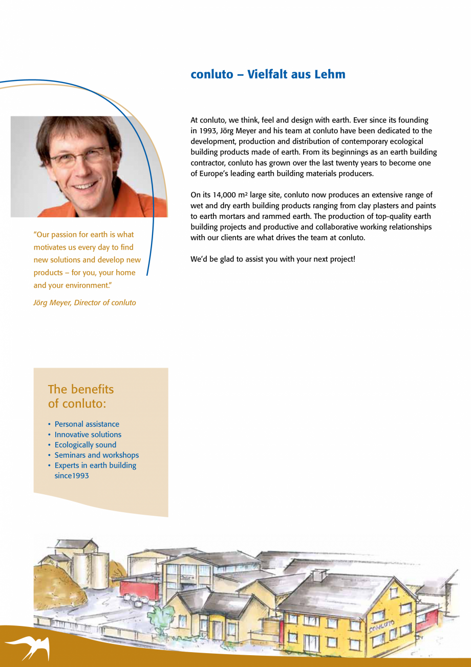 Pagina 2-Tencuieli de argila pentru interior conluto Catalog, brosura Engleza Meyer, Director of conluto

The...