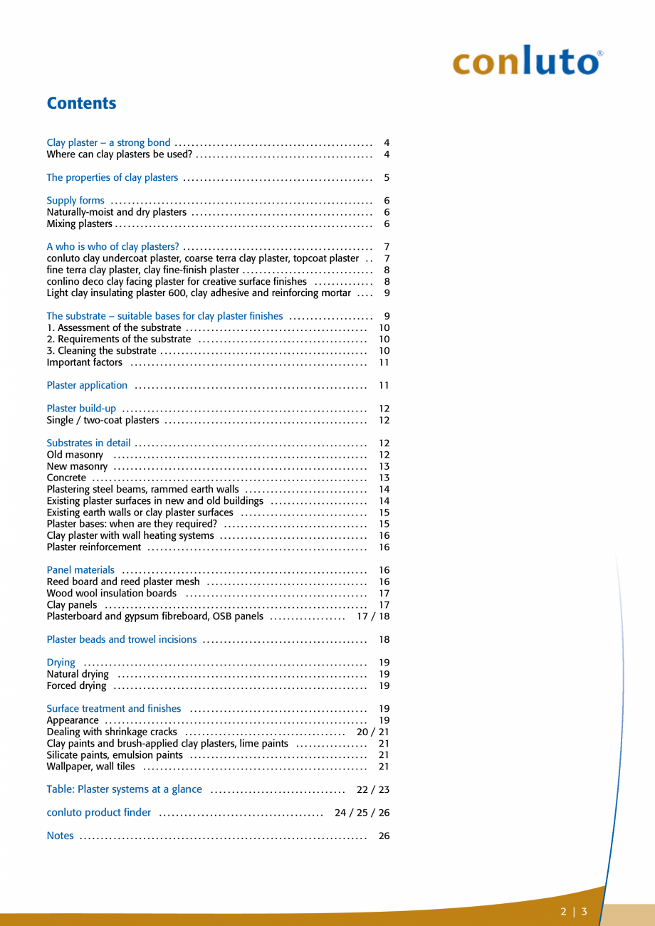 Pagina 3-Tencuieli de argila pentru interior conluto Catalog, brosura Engleza  . . . . . . . . . . . . . . . ...