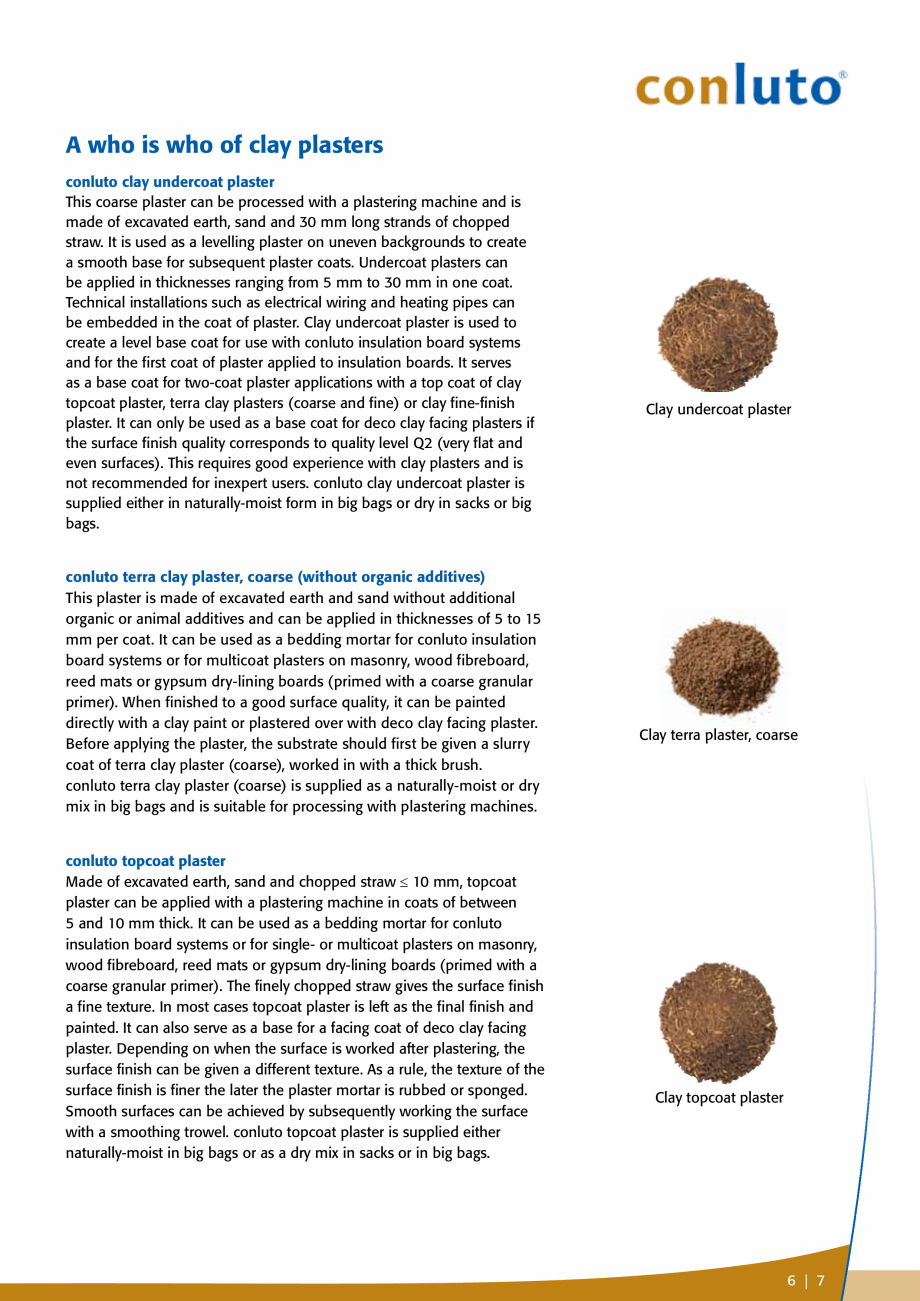 Pagina 7-Tencuieli de argila pentru interior conluto Catalog, brosura Engleza earance . . . . . . . . . . . ....