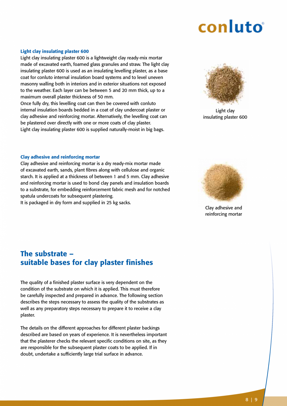 Pagina 9-Tencuieli de argila pentru interior conluto Catalog, brosura Engleza finish in many different...