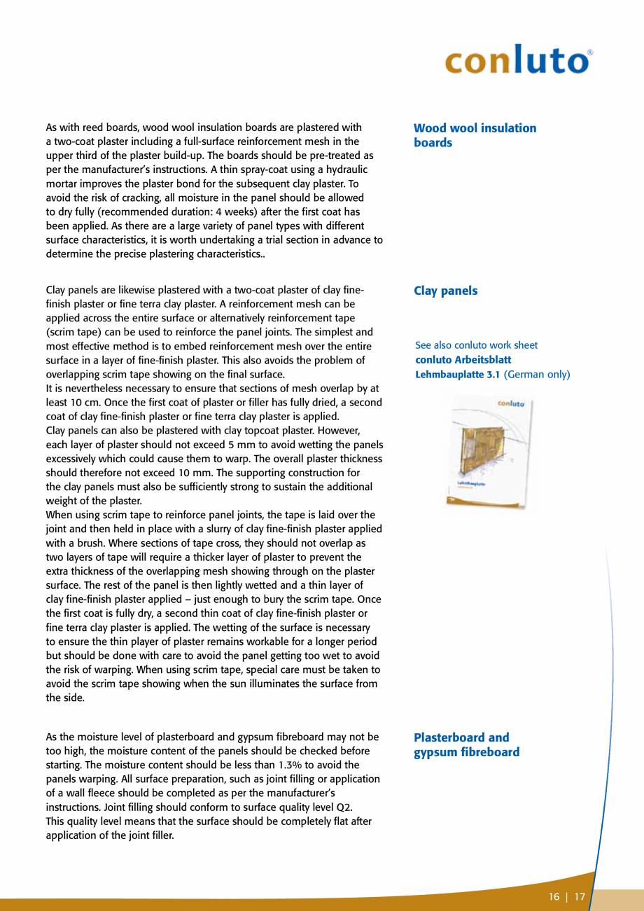 Pagina 17-Tencuieli de argila pentru interior conluto Catalog, brosura Engleza Q2 (very flat and
even...