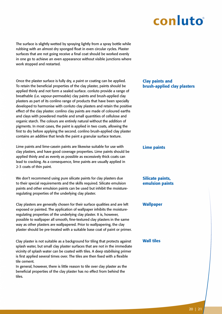 Pagina 21-Tencuieli de argila pentru interior conluto Catalog, brosura Engleza lasters for creative interior...