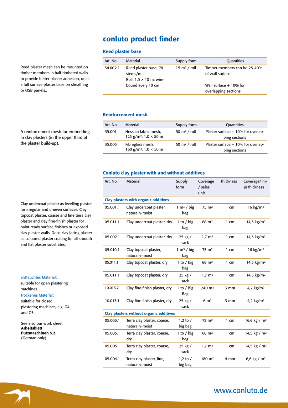 Pagina 24-Tencuieli de argila pentru interior conluto Catalog, brosura Engleza eps necessary to prepare it to ...