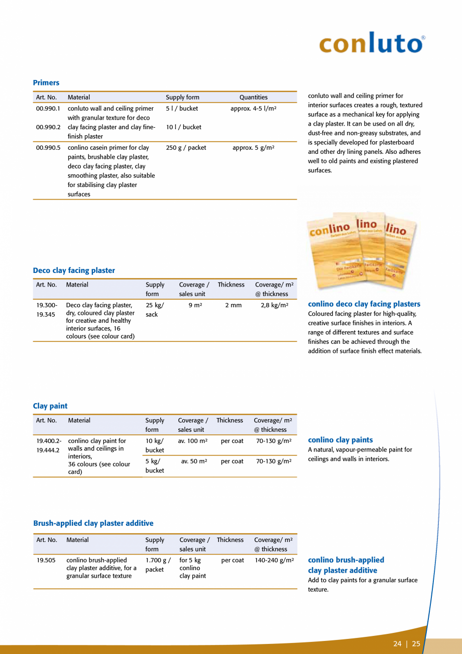 Pagina 25-Tencuieli de argila pentru interior conluto Catalog, brosura Engleza  form
and run down the wall,...