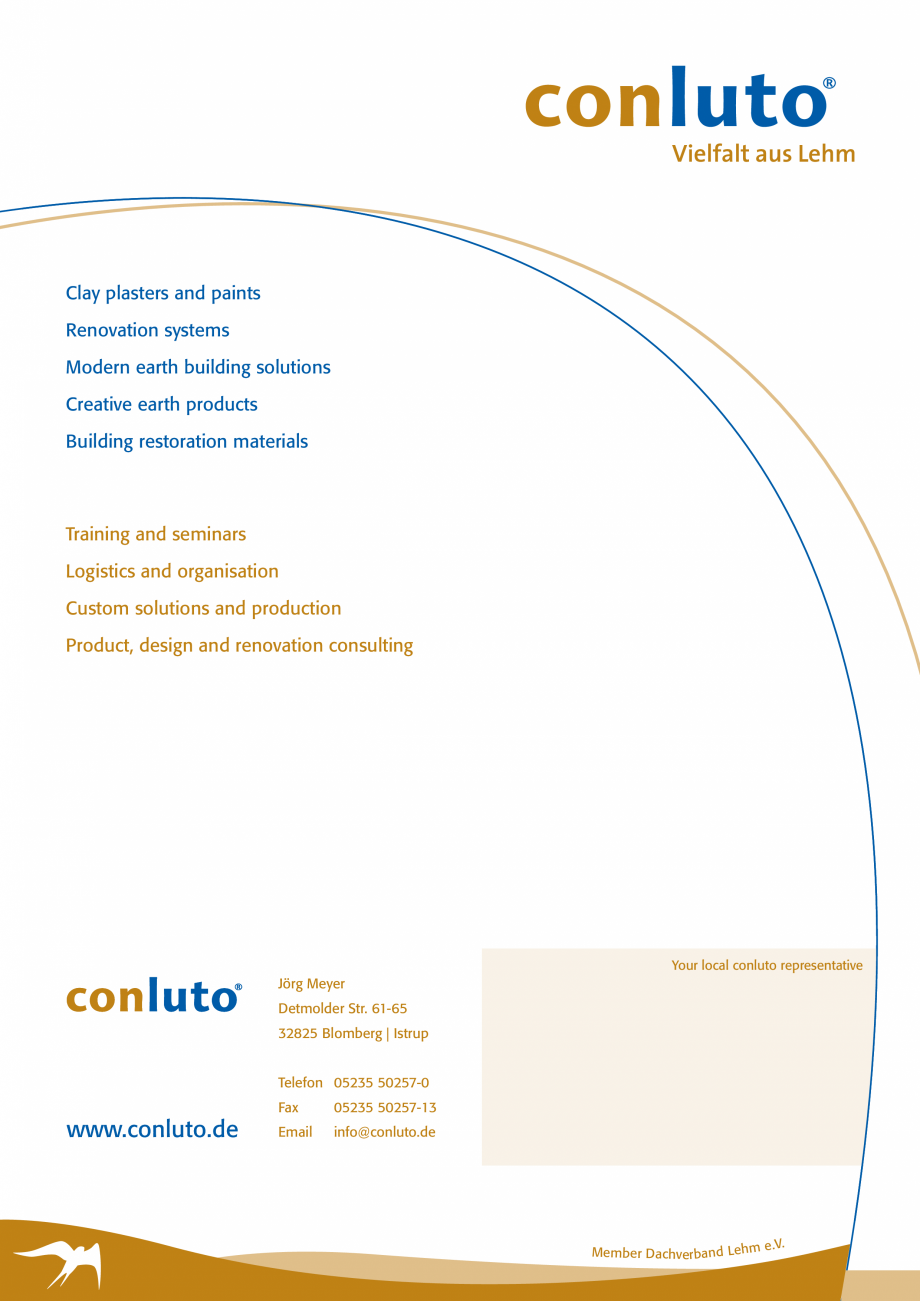Pagina 28-Tencuieli de argila pentru interior conluto Catalog, brosura Engleza elow).
The plaster base and...