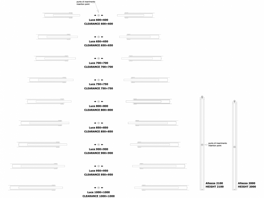 Pagina 1-CAD-DWG Sistem pentru glisarea a doua usi in oglinda UNICO ESTENSIONE SP 108 - versiunea zidarie...