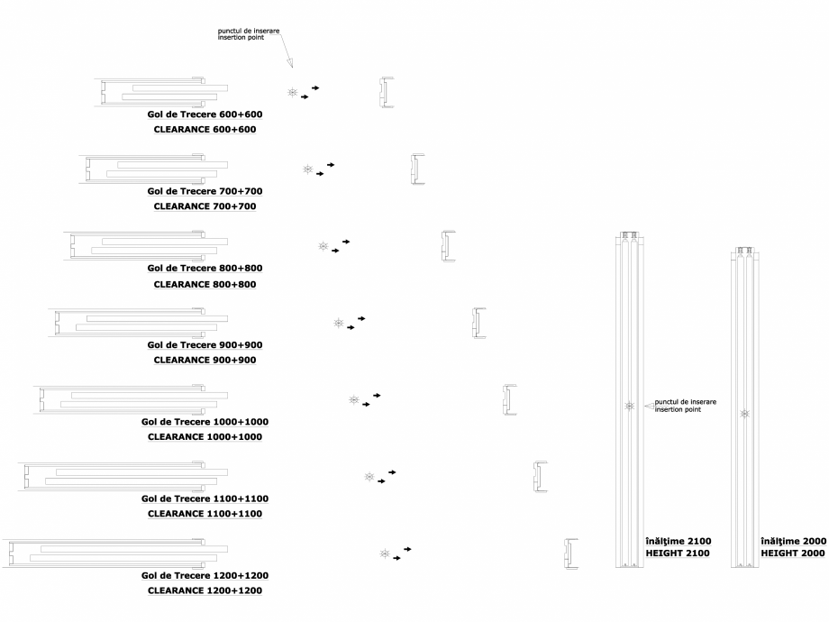 Pagina 1-CAD-DWG Sistem pentru glisarea a doua usi paralele TELESCOPICA SP 180 - versiune gips-carton ECLISSE...