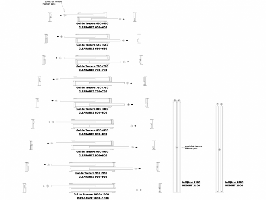 Pagina 1-CAD-DWG Sistem pentru glisarea a doua usi opuse UNILATERALE SP 200 - versiunea zidarie ECLISSE...