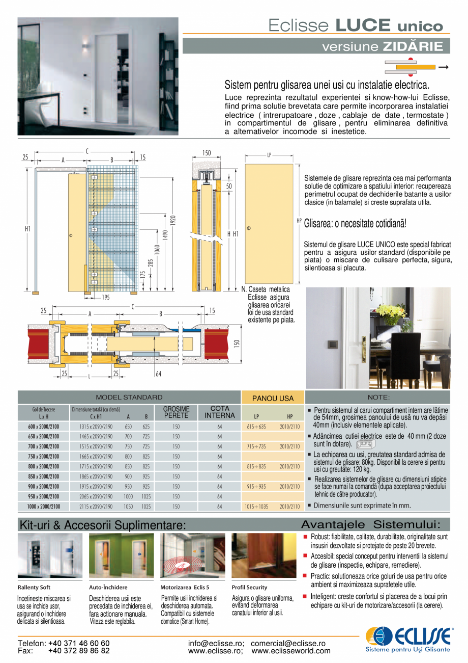 Pagina 1-Sistem pentru glisarea unei usi si incorporarea instalatiei electrice - versiunea zidarie ECLISSE...