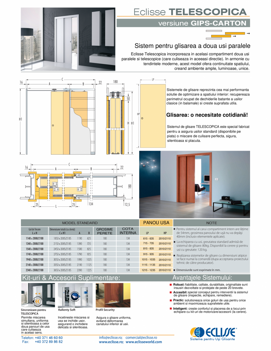 Pagina 1-Sistem pentru glisarea a doua usi paralele - versiunea gips-carton ECLISSE TELESCOPICA Fisa tehnica ...