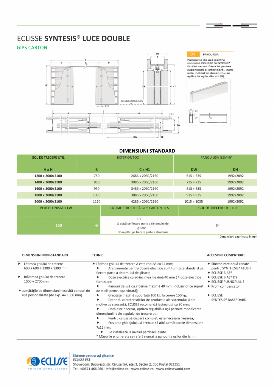 Pagina 1 - Sistem pentru glisare - ECLISSE SYNTESIS® LUCE DOUBLE versiune gips-carton ECLISSE...