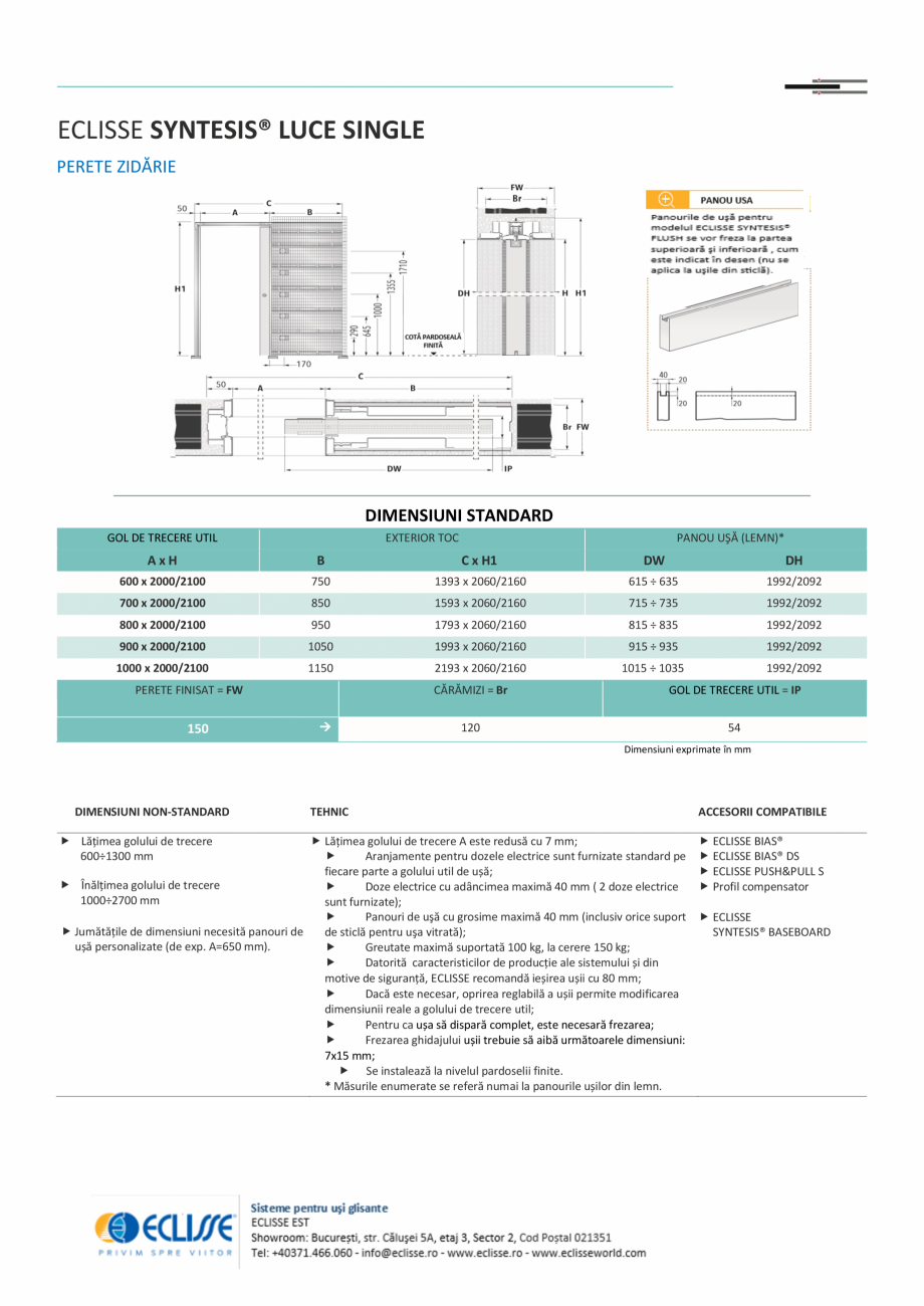 Pagina 1-Sistem pentru glisare - ECLISSE SYNTESIS® LUCE SINGLE versiune zidarie ECLISSE Fisa tehnica...