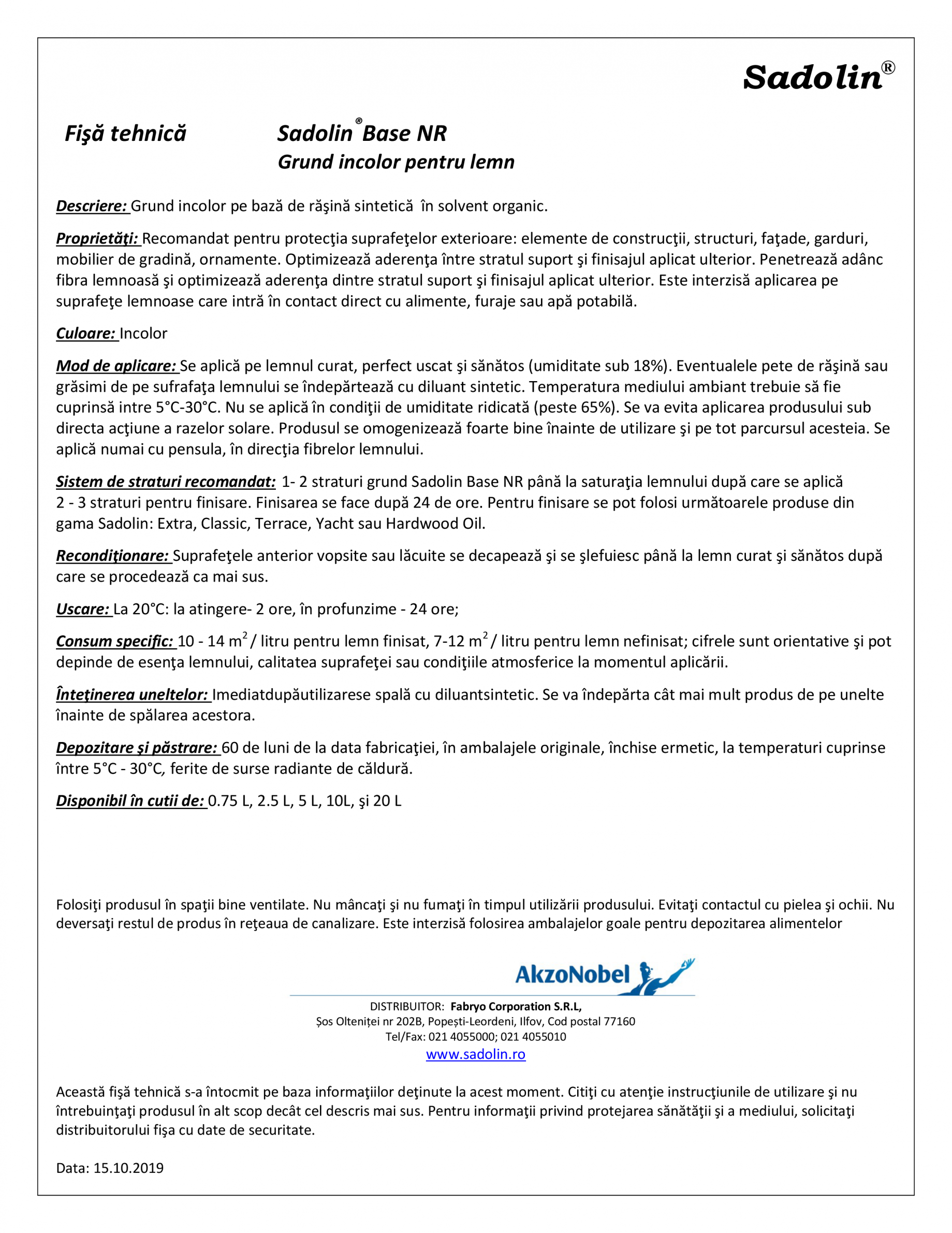 Grund Incolor Pentru Lemn Sadolin Base Nr Fisa Tehnica Romana