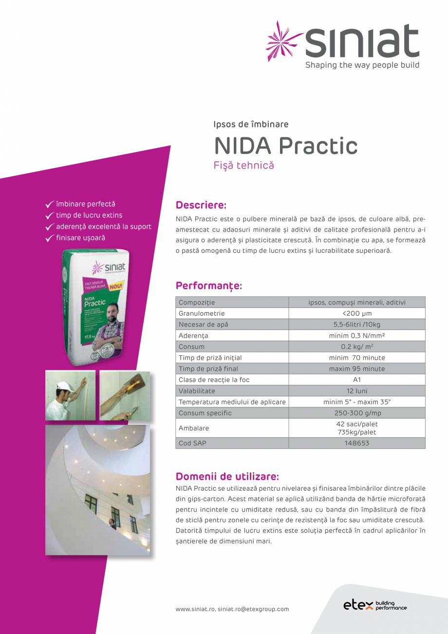 Pagina 1-Ipsos de imbinare SINIAT NIDA Practic Fisa tehnica Romana Ipsos de îmbinare

NIDA Practic
Fişă...