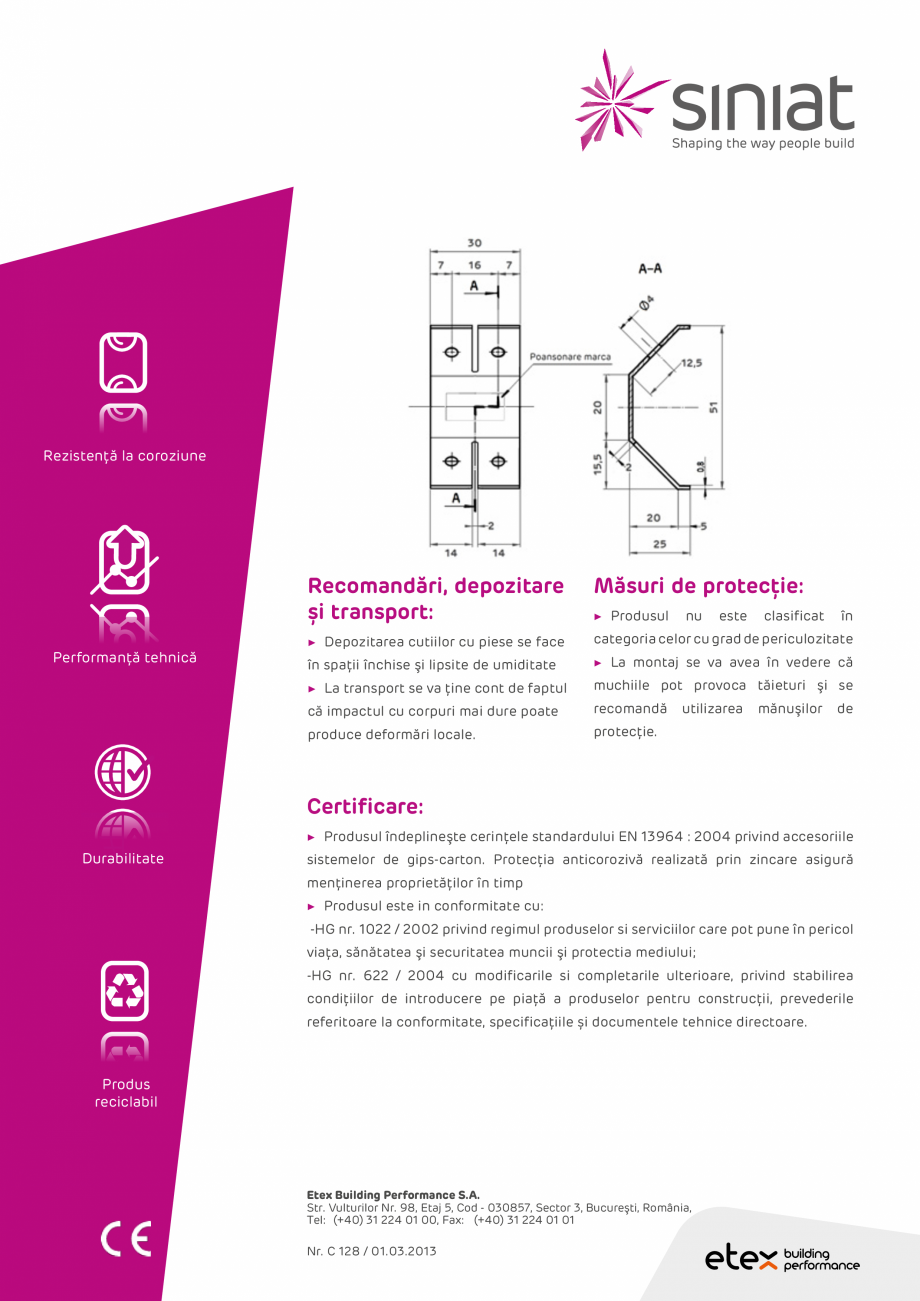 Pagina 2-Lamela flexibila dubla NIDA Metal SINIAT Fisa tehnica Romana  pe site-ul Siniat, pe pagina...