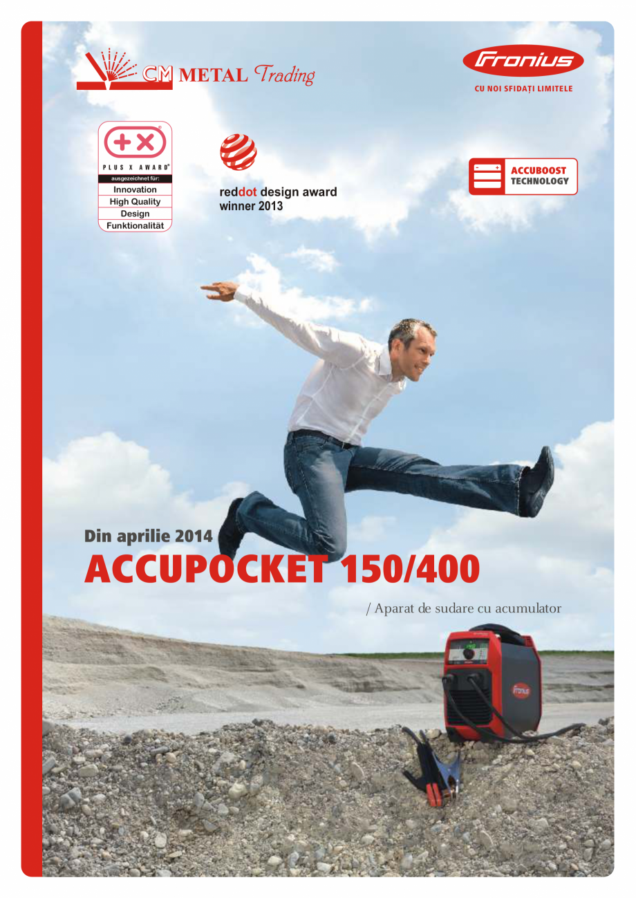 Pagina 1-Echipament de sudura cu acumulatori FRONIUS AccuPocket 150/400 Catalog, brosura Romana CU NOI...
