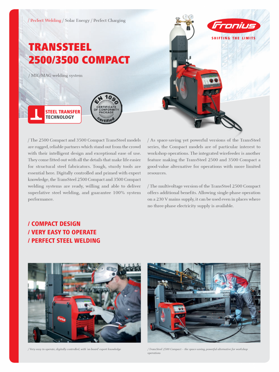 Pagina 1-Echipament sudura MIG/MAG FRONIUS TransSteel 2700 Compact Catalog, brosura Engleza / Perfect Welding...