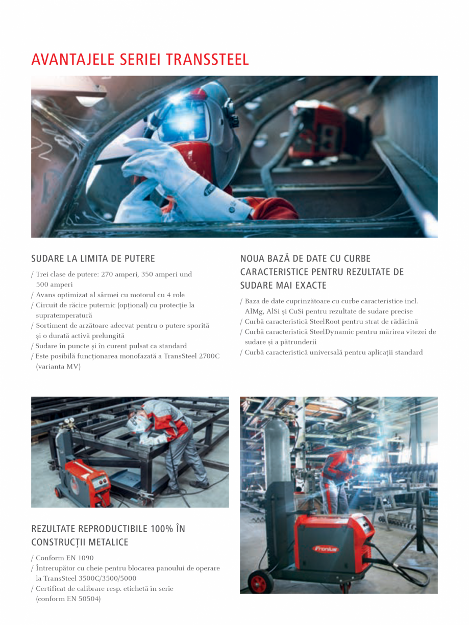Pagina 3-Echipament sudura MIG/MAG FRONIUS TransSteel 3500 Synergic Catalog, brosura Engleza 
300 A 60 % ED...