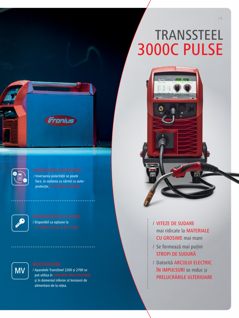Pagina 5-Echipament sudura MIG/MAG FRONIUS TransSteel 2200 Catalog, brosura Romana /MAG

SUDARE

ÎN...