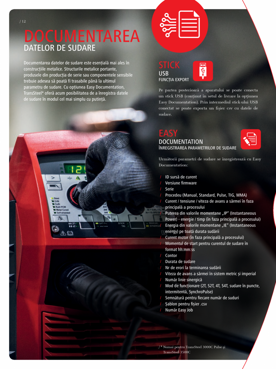 Pagina 12-Echipament sudura MIG/MAG FRONIUS TransSteel 2200 Catalog, brosura Romana litatea de a înregistra...