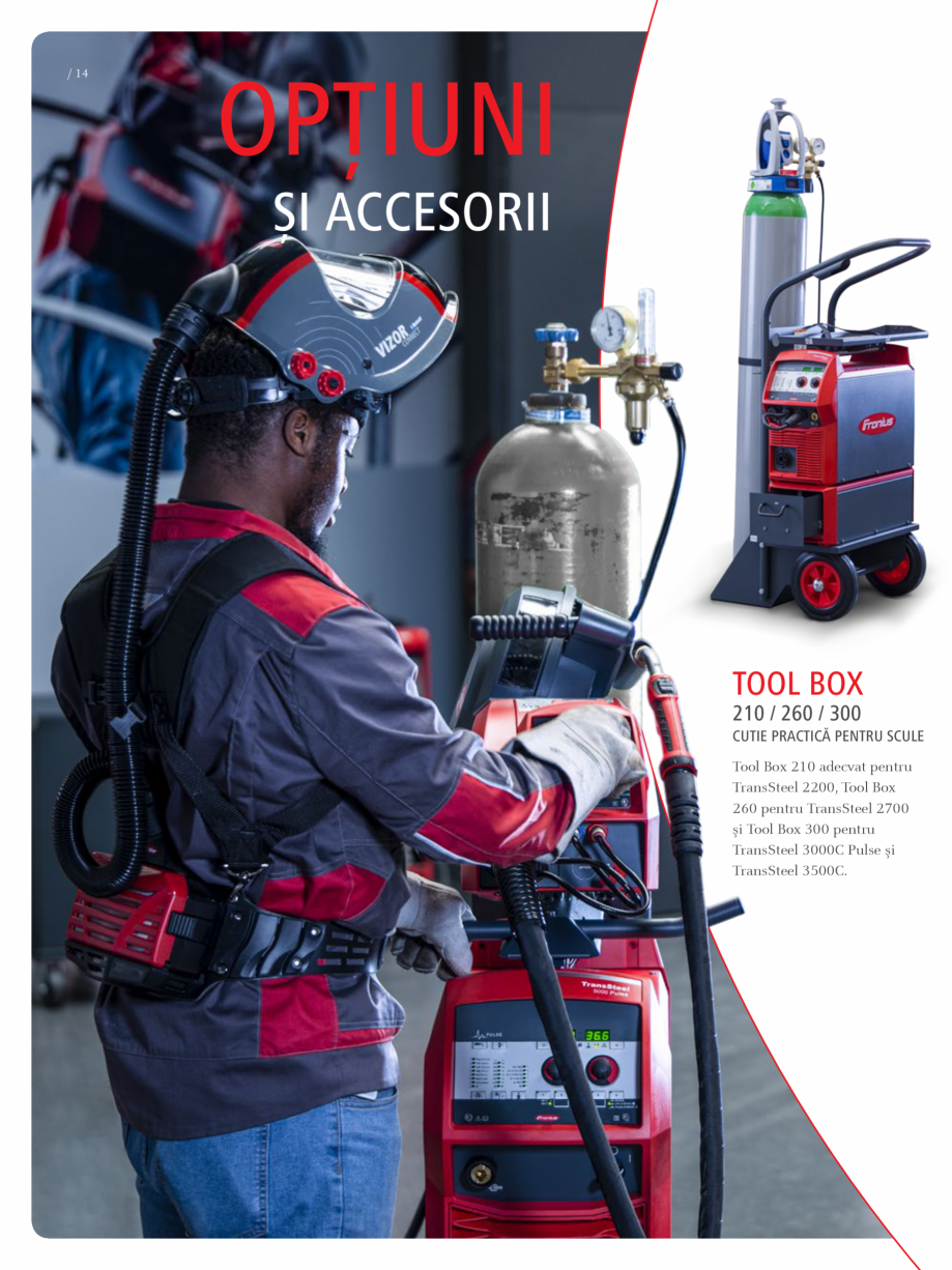 Pagina 14-Echipament sudura MIG/MAG FRONIUS TransSteel 2200 Catalog, brosura Romana .
/ * Pistolet de sudare...